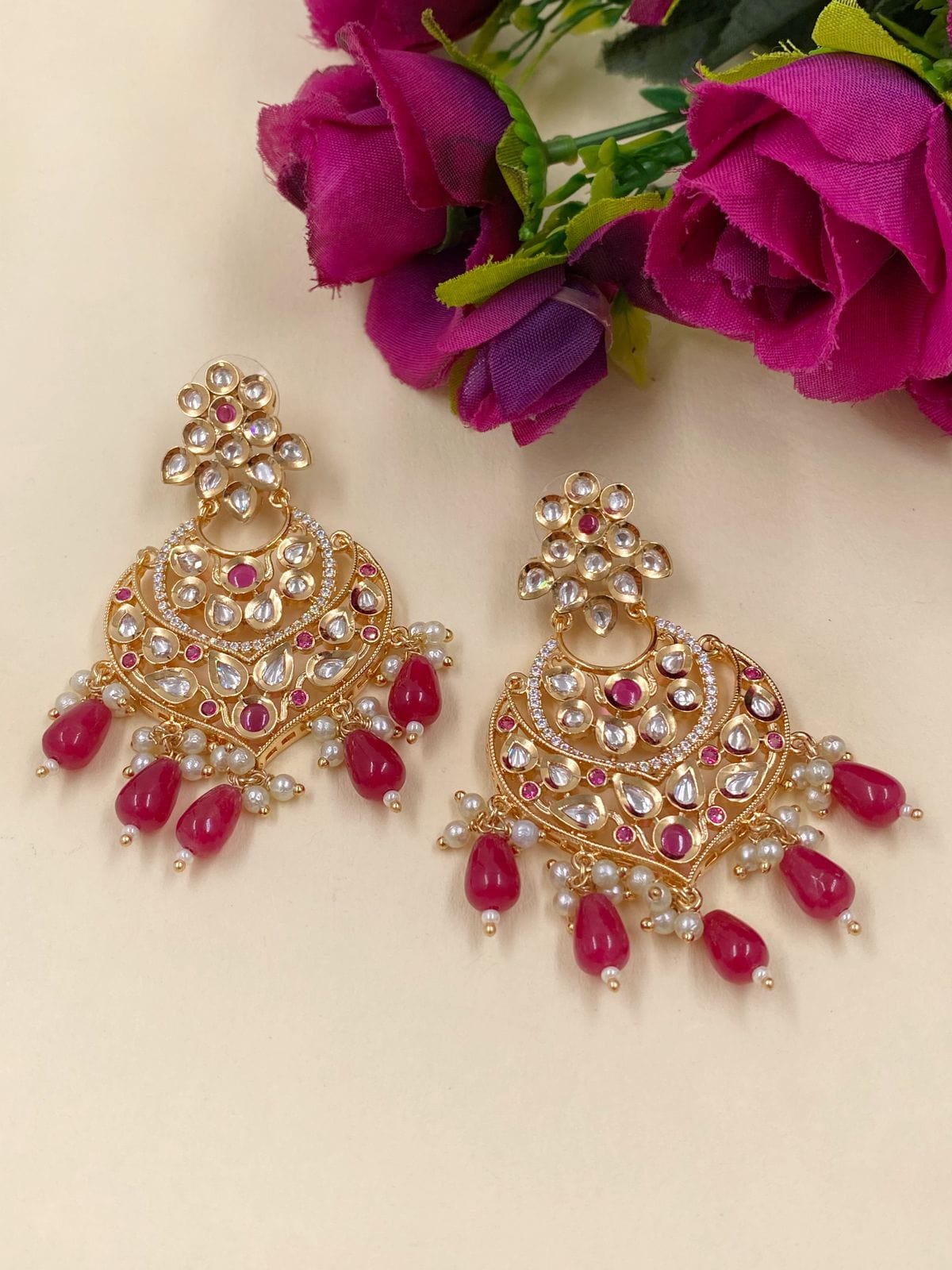 Chand Bali Earrings Polki in Gold Plated-Kundan Bollywood at Rs 2500/pair |  Fashion Kundan Earrings II in Ahmedabad | ID: 10411044091